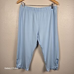 Women’s Light Blue Cropped Pull-On‎ Pants – XL, Soft Stretch Fabric Buttery Soft